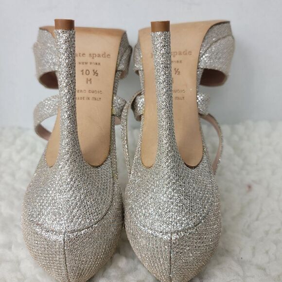 Kate Spade Womens Size 10 Glitter Pump Strappy Ankle Buckle Closure Heel Shoes - Picture 5 of 6